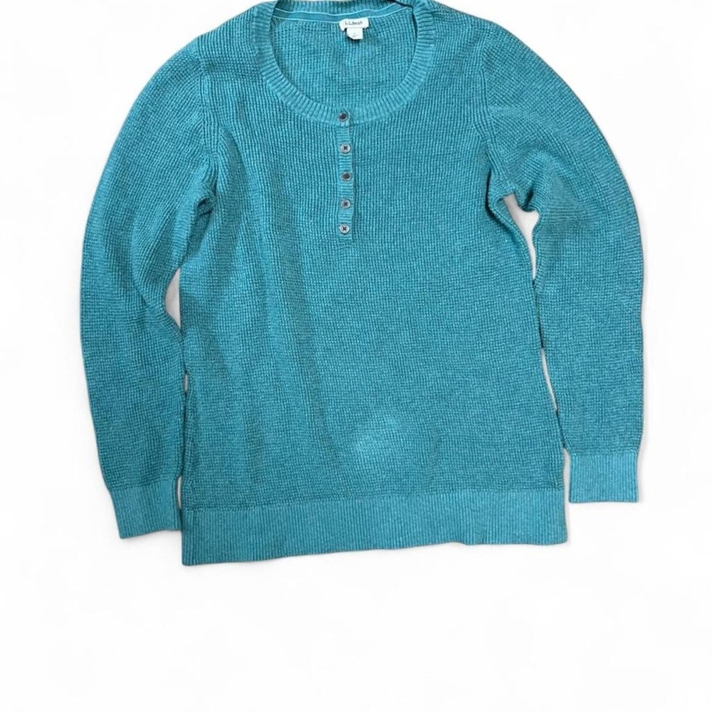 L.L.Bean Teal Knit Henley button up